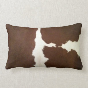 Hereford Brown and White Faux Cowhide Lumbar Lumbar Pillow