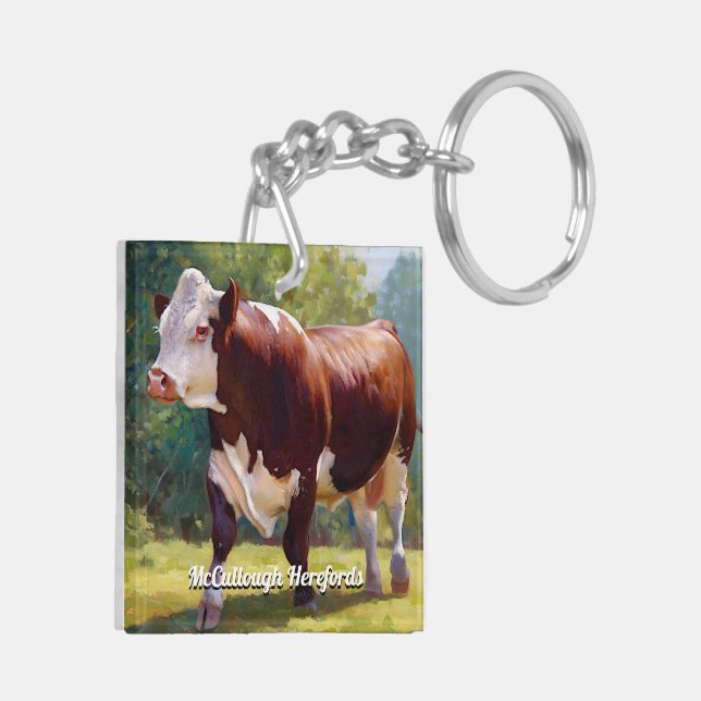 Hereford Bull  Keychain (Back Left)