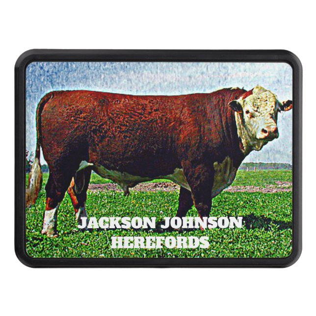 Hereford Bull  Trailer Hitch Cover (Front)