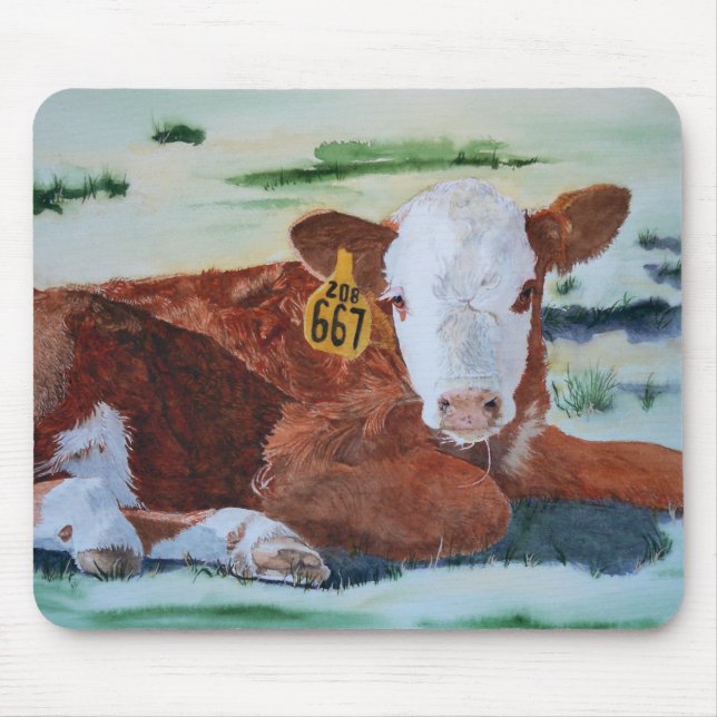 Hereford Calf Mouse Pad (Front)
