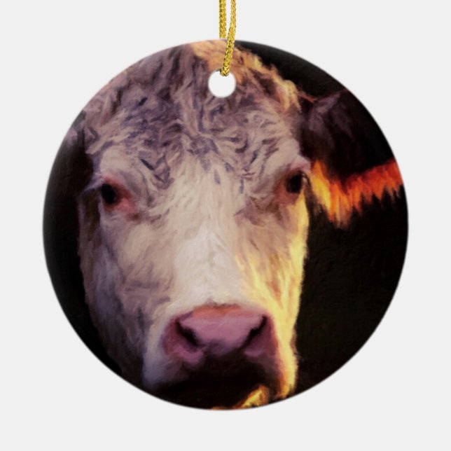 Hereford Cow Ornament Painting (Front)