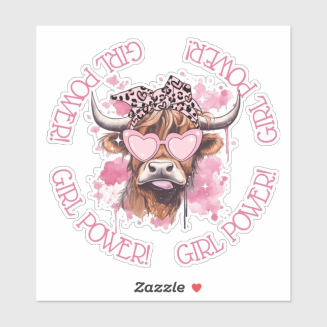 Hereford Girly Cow Galentines Day Vinyl Sticker (Sheet)