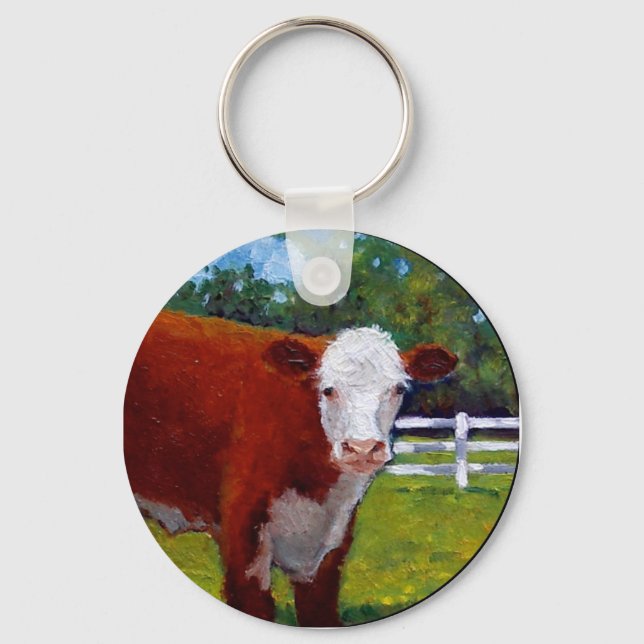 HEREFORD HEIFER COW ART KEYCHAIN (Front)