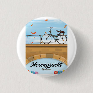 Herengracht Canal Amsterdam Travel poster 1 Inch Round Button