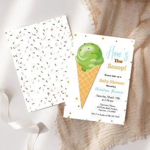 Here's come the scoop ice cream baby shower invitation