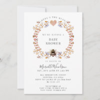 Here's The Buzz Floral Heart Bee Baby Shower