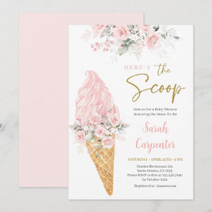 Here's The Scoop Baby Shower Girl Invitation
