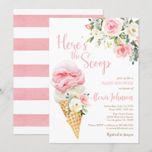 Here's the Scoop Baby Shower (Girl) Invitation