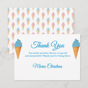 Here's the Scoop Blue Baby Shower Thank You Enclosure Card