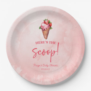 Heres The Scoop Ice Cream Baby Shower Welcome Sign Paper Plate