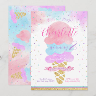 Here's The Scoop Ice Cream Birthday Invitation