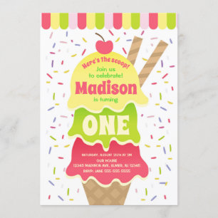 Here's the Scoop Ice Cream Birthday Invitation