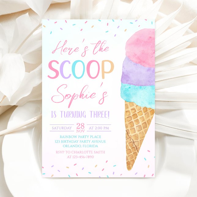 Here's the Scoop Ice Cream Birthday Invitation (Creator Uploaded)
