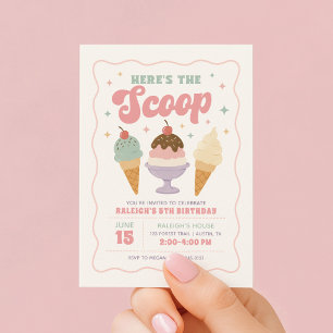 Here's the Scoop Ice Cream Birthday Invitation
