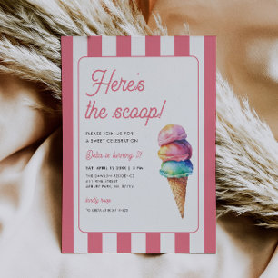 Here's the Scoop Ice Cream Birthday Invitation