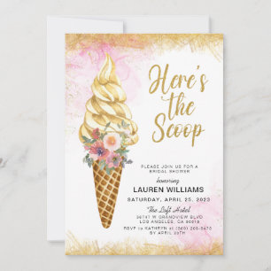 Here's the Scoop Ice Cream Bridal Shower Invitatio Invitation