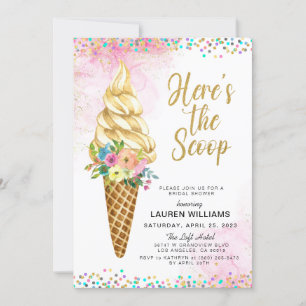 Here's the Scoop Ice Cream Bridal Shower Invitatio Invitation