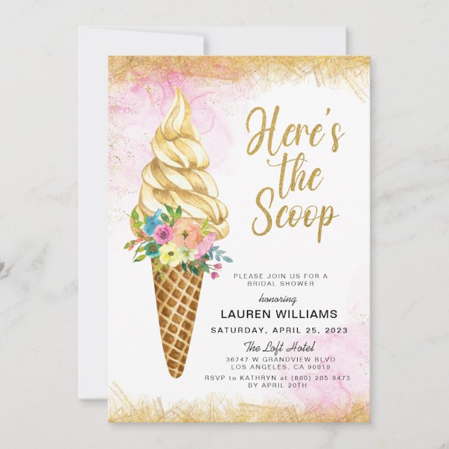 Here's the Scoop Ice Cream Bridal Shower Invitatio Invitation (Front)