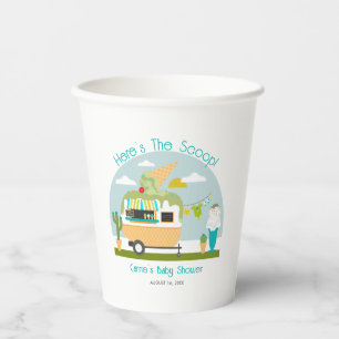 Here's The Scoop Ice Cream Camper Boy Baby Shower Paper Cups