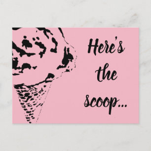 "Here's the scoop" ice cream cone postcard