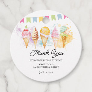 Here's the Scoop Ice Cream Round Favour Tags