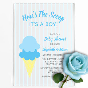 Here's The Scoop Ice Cream Summer Baby Shower Acrylic Invitations