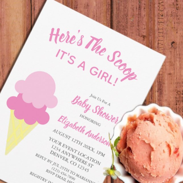 Here's The Scoop Ice Cream Summer Baby Shower Invitation (Creator Uploaded)