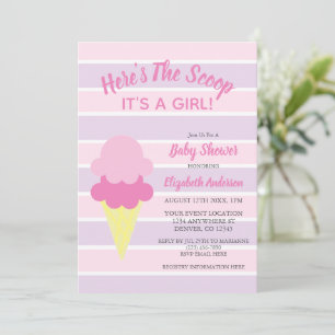 Here's The Scoop Ice Cream Summer Baby Shower Invitation