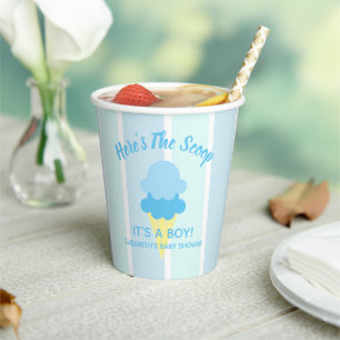 Here's The Scoop Ice Cream Summer Baby Shower Paper Cups