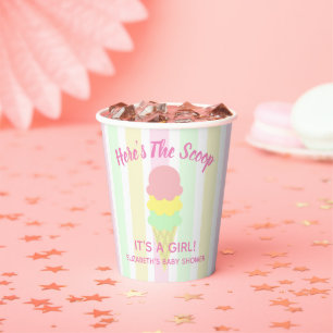 Here's The Scoop Ice Cream Summer Baby Shower Paper Cups