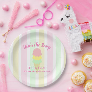Here's The Scoop Ice Cream Summer Baby Shower Paper Plate