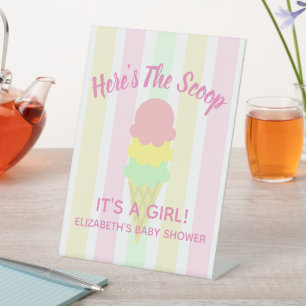 Here's The Scoop Ice Cream Summer Baby Shower Pedestal Sign