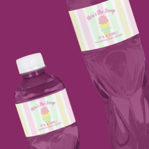 Here's The Scoop Ice Cream Summer Baby Shower Water Bottle Label