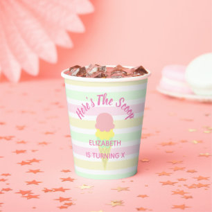 Here's The Scoop Ice Cream Summer Birthday Paper Cups