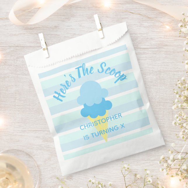 Here's The Scoop Ice Cream Summer Boy Birthday Favour Bag (Clipped)