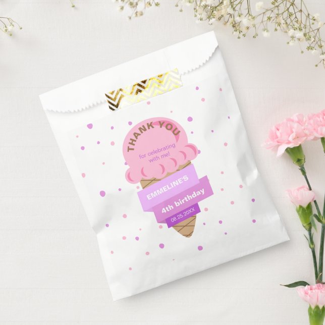 Here's The Scoop Ice Cream Sweet Pink Birthday Favour Bag (Sealed)