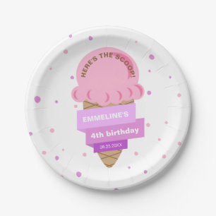 Here's The Scoop Ice Cream Sweet Pink Birthday Paper Plate