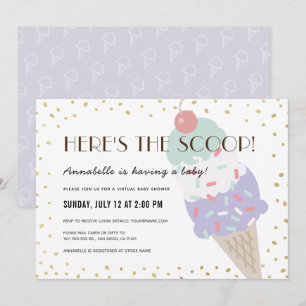 Here's the Scoop Ice Cream Virtual Baby Shower Invitation