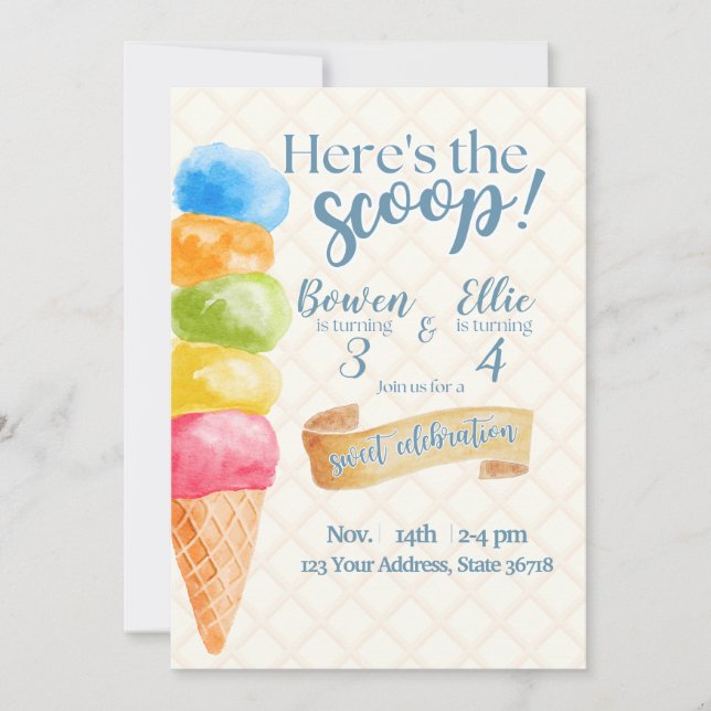 Here's The Scoop Invitation (Front)