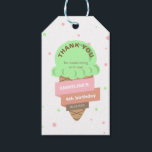 Here's The Scoop Mint Ice Cream Sweet Birthday Gift Tags<br><div class="desc">These cute birthday thank you stickers feature a mint colour ice cream cone illustration with polka dots background. Personalize the birthday gift tag by adding your child's name,  age,  and party details.</div>