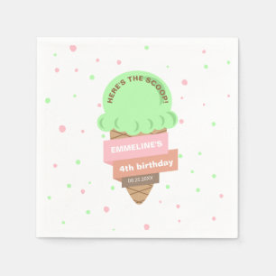 Here's The Scoop Mint Ice Cream Sweet Birthday Napkin