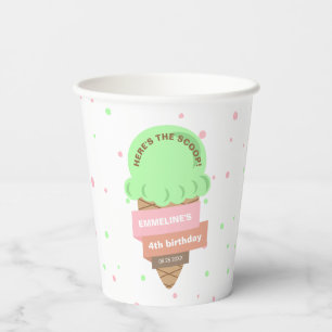 Here's The Scoop Mint Ice Cream Sweet Birthday Paper Cups