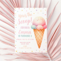 Here's the Scoop Pastel Pink Ice Cream Birthday