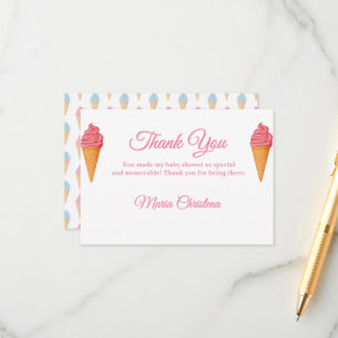 Here's the Scoop Pink Baby Shower Thank You Enclosure Card