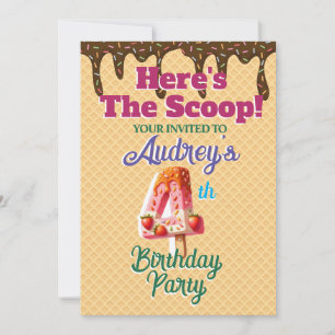 Here's the Scoop Waffle Cone Invitation