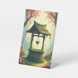 Here's the table tent design with a dreamlike gard pedestal sign