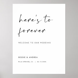 Here's to Forever Modern Wedding Welcome Poster