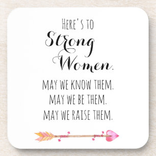 Here's to Strong Woman Quote Tribal Arrow Coaster
