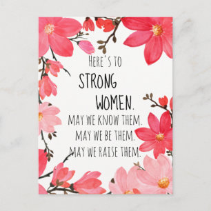Here's to Strong Women Watercolor Floral Clematis Postcard