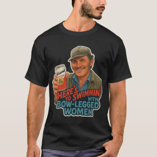 Heres to Swimmin Quint Jaws Movie Quote retro T-Shirt